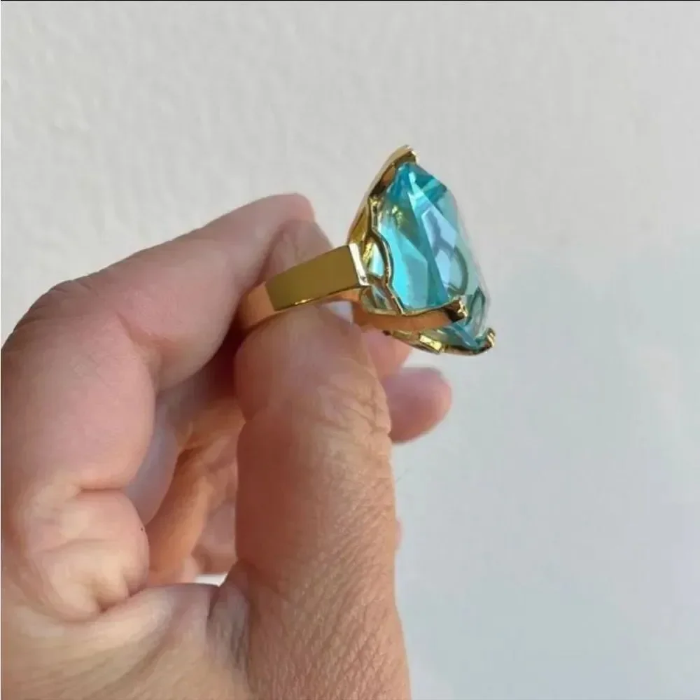 The Neptune Cocktail Ring 14k yellow gold plating over 925 Silver sz 10